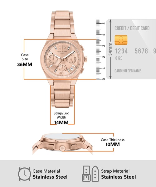 ARMANI EXCHANGE(アルマーニエクスチェンジ)の「アルマーニ・エクスチェンジ 腕時計 レディース アナログ ステンレス AX6035(アナログ腕時計・レディース・ピンクゴールド・FREE)」の5枚目の写真