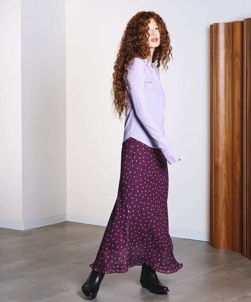 ROSE BUD(ローズバッド)の「HOODED HENLEY RIB TOP(Tシャツ/カットソー・レディース・クリーム/パープル・ONE SIZE)」の7枚目の写真
