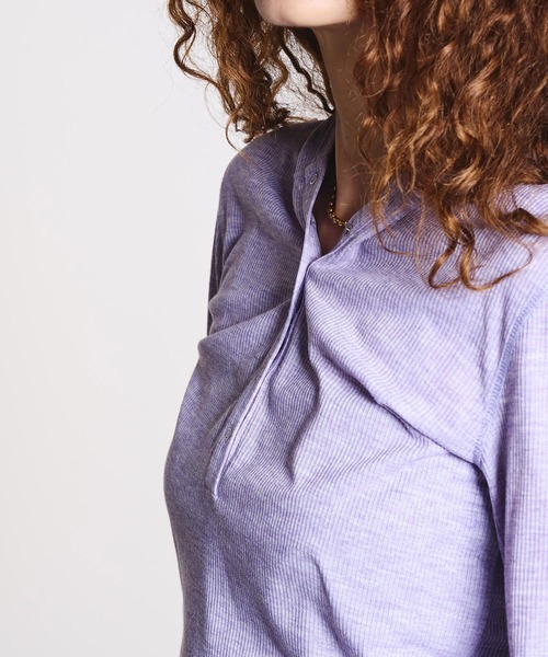 ROSE BUD(ローズバッド)の「HOODED HENLEY RIB TOP(Tシャツ/カットソー・レディース・クリーム/パープル・ONE SIZE)」の11枚目の写真