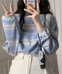 かすれマルチボーダーロングTシャツ