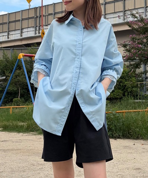 junoah(ジュノア)の「レースフリルキャンディースリーブシャツ(シャツ/ブラウス・レディース・ブルー/ホワイト/ピンク・SMALL/MEDIUM/LARGE)」の7枚目の写真