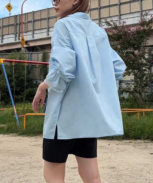 junoah(ジュノア)の「レースフリルキャンディースリーブシャツ(シャツ/ブラウス・レディース・ブルー/ホワイト/ピンク・SMALL/MEDIUM/LARGE)」の9枚目の写真