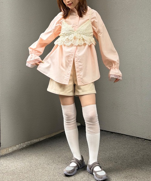 junoah(ジュノア)の「レースフリルキャンディースリーブシャツ(シャツ/ブラウス・レディース・ブルー/ホワイト/ピンク・SMALL/MEDIUM/LARGE)」の10枚目の写真