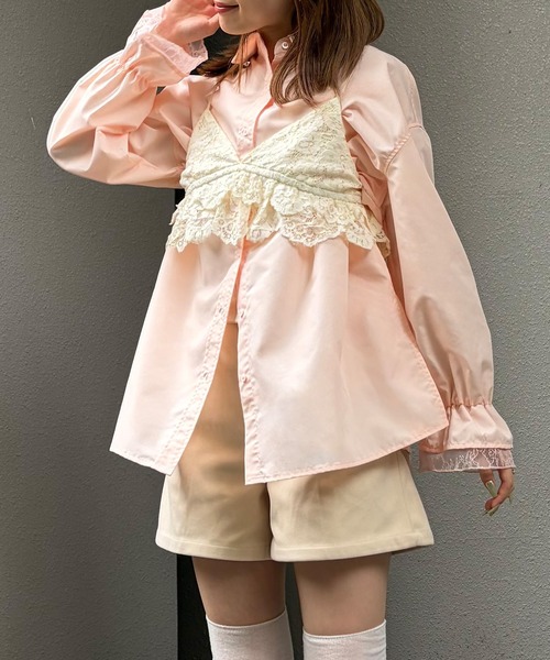 junoah(ジュノア)の「レースフリルキャンディースリーブシャツ(シャツ/ブラウス・レディース・ブルー/ホワイト/ピンク・SMALL/MEDIUM/LARGE)」の11枚目の写真