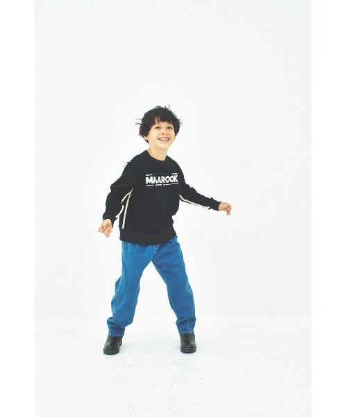 maarook（マルーク）の「ハイストレッチミドルカーブロングパンツ（デニムパンツ・キッズ・ネイビー・110cm/100cm/90cm/130cm/120cm）」の4枚目の写真