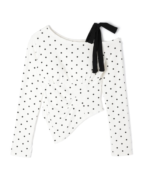 M DOLLY(エムドリー)の「Dot sylvie ribbon tops / ドットシルヴィリボントップス(Tシャツ/カットソー・レディース・ブラック/グレー/ホワイト・FREE)」の21枚目の写真