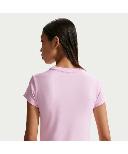 NIKE（ナイキ）の「NIKE/ナイキ WSNSWCHLLKNTMODCRPTMATO（Tシャツ/カットソー・レディース・ホワイト/ピンク・M/L/XL）」の9枚目の写真