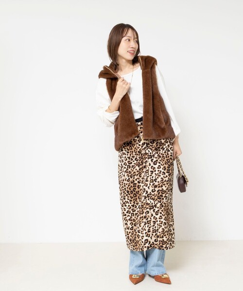 Rie Miller（リエミラー）の「ウォッシャブルフード付きファーベスト（ベスト・レディース・ブラウン・38）」の6枚目の写真