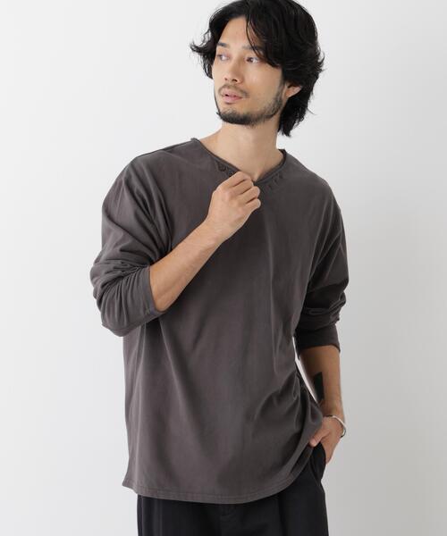 NANO universe(ナノユニバース)の「「surplus」デザインヘンリーネックTシャツ 長袖(Tシャツ/カットソー・メンズ・チャコール/オフホワイト/バーガンディー・M/L)」の5枚目の写真