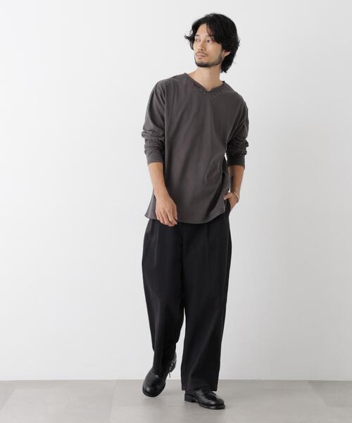 NANO universe(ナノユニバース)の「「surplus」デザインヘンリーネックTシャツ 長袖(Tシャツ/カットソー・メンズ・チャコール/オフホワイト/バーガンディー・M/L)」の8枚目の写真