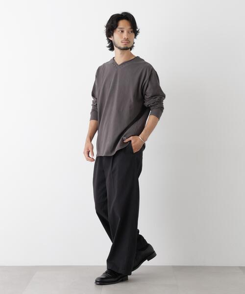 NANO universe(ナノユニバース)の「「surplus」デザインヘンリーネックTシャツ 長袖(Tシャツ/カットソー・メンズ・チャコール/オフホワイト/バーガンディー・M/L)」の9枚目の写真
