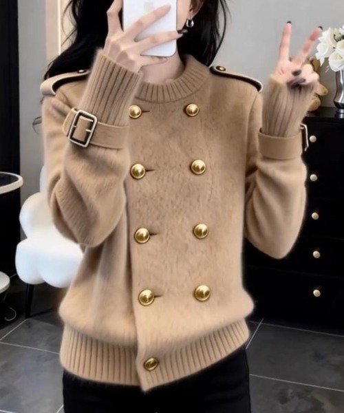 semplice(センプリチェ)の「ショートコート【韓国ファッション】(その他アウター・レディース・キャメル/グレー/レッド・F)」の5枚目の写真