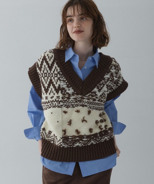 URBAN RESEARCH Sonny Label（アーバンリサーチサニーレーベル）の「柄編みニットベスト（ベスト・レディース・ブラウン系その他/グレー系その他/ホワイト系その他・FREE）」の12枚目の写真