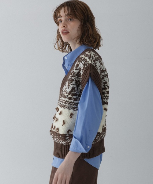 URBAN RESEARCH Sonny Label（アーバンリサーチサニーレーベル）の「柄編みニットベスト（ベスト・レディース・ブラウン系その他/グレー系その他/ホワイト系その他・FREE）」の14枚目の写真
