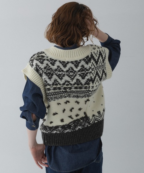 URBAN RESEARCH Sonny Label（アーバンリサーチサニーレーベル）の「柄編みニットベスト（ベスト・レディース・ブラウン系その他/グレー系その他/ホワイト系その他・FREE）」の8枚目の写真