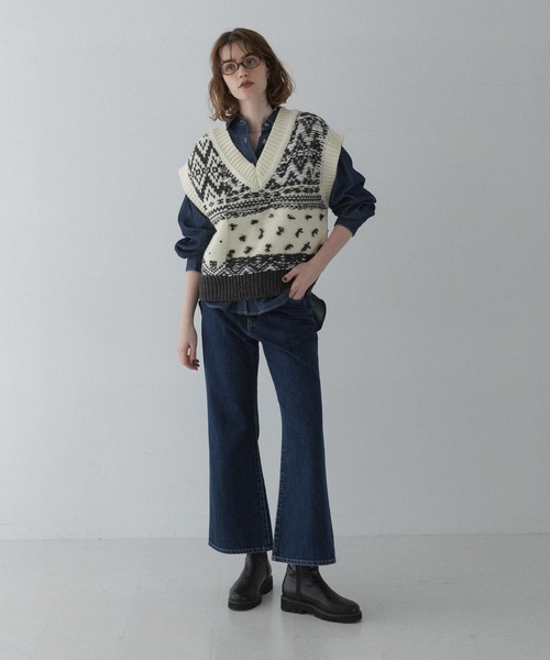 URBAN RESEARCH Sonny Label（アーバンリサーチサニーレーベル）の「柄編みニットベスト（ベスト・レディース・ブラウン系その他/グレー系その他/ホワイト系その他・FREE）」の9枚目の写真