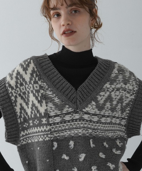 URBAN RESEARCH Sonny Label（アーバンリサーチサニーレーベル）の「柄編みニットベスト（ベスト・レディース・ブラウン系その他/グレー系その他/ホワイト系その他・FREE）」の18枚目の写真