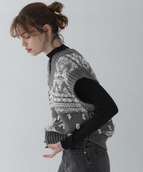 URBAN RESEARCH Sonny Label（アーバンリサーチサニーレーベル）の「柄編みニットベスト（ベスト・レディース・ブラウン系その他/グレー系その他/ホワイト系その他・FREE）」の19枚目の写真