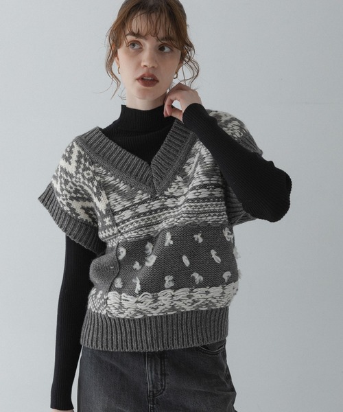 URBAN RESEARCH Sonny Label（アーバンリサーチサニーレーベル）の「柄編みニットベスト（ベスト・レディース・ブラウン系その他/グレー系その他/ホワイト系その他・FREE）」の20枚目の写真