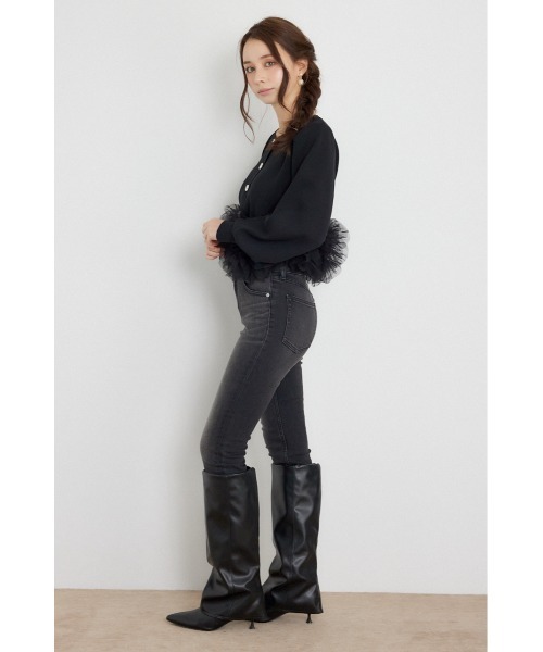 rienda（リエンダ）の「チュールコンビニットトップス 秋服（カーディガン/ボレロ・レディース・ブラック/ライトイエロー/グレー・FREE）」の5枚目の写真