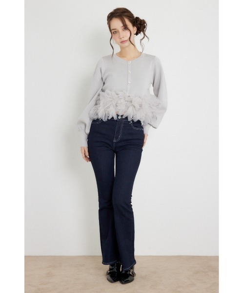 rienda（リエンダ）の「チュールコンビニットトップス 秋服（カーディガン/ボレロ・レディース・ブラック/ライトイエロー/グレー・FREE）」の10枚目の写真