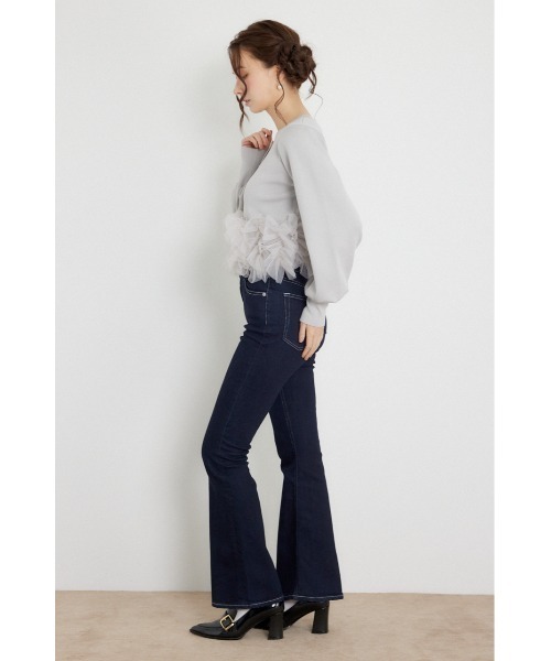 rienda（リエンダ）の「チュールコンビニットトップス 秋服（カーディガン/ボレロ・レディース・ブラック/ライトイエロー/グレー・FREE）」の11枚目の写真