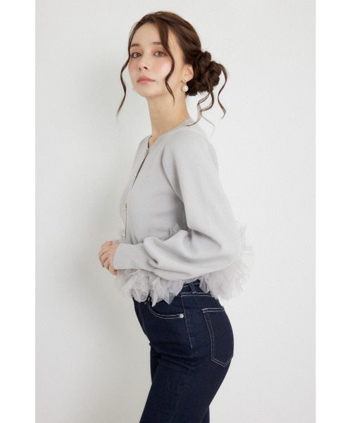 rienda（リエンダ）の「チュールコンビニットトップス 秋服（カーディガン/ボレロ・レディース・ブラック/ライトイエロー/グレー・FREE）」の13枚目の写真