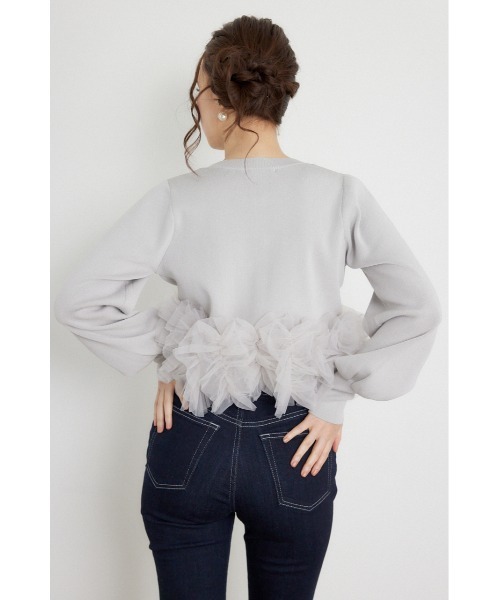 rienda（リエンダ）の「チュールコンビニットトップス 秋服（カーディガン/ボレロ・レディース・ブラック/ライトイエロー/グレー・FREE）」の14枚目の写真
