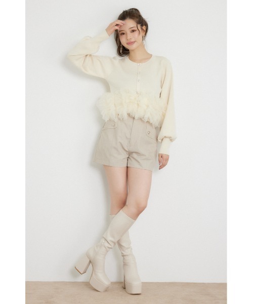 rienda（リエンダ）の「チュールコンビニットトップス 秋服（カーディガン/ボレロ・レディース・ブラック/ライトイエロー/グレー・FREE）」の16枚目の写真