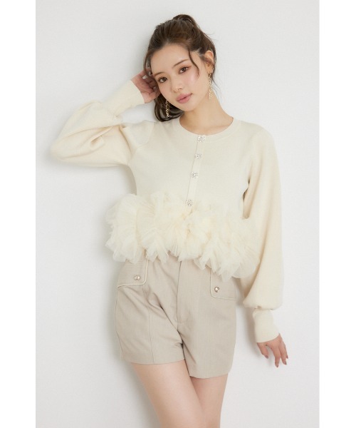 rienda（リエンダ）の「チュールコンビニットトップス 秋服（カーディガン/ボレロ・レディース・ブラック/ライトイエロー/グレー・FREE）」の18枚目の写真