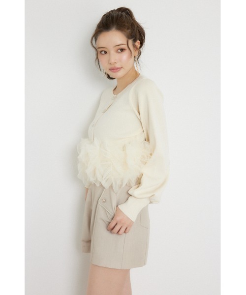 rienda（リエンダ）の「チュールコンビニットトップス 秋服（カーディガン/ボレロ・レディース・ブラック/ライトイエロー/グレー・FREE）」の19枚目の写真