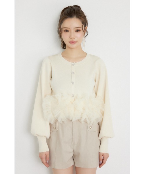 rienda（リエンダ）の「チュールコンビニットトップス 秋服（カーディガン/ボレロ・レディース・ブラック/ライトイエロー/グレー・FREE）」の20枚目の写真