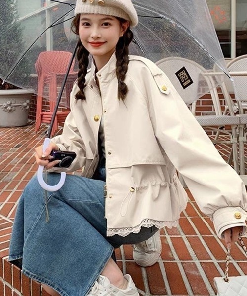 GEMEDA(ジェメダ)の「レース切替メタルボタンアウター(その他アウター・レディース・ベージュ/アイボリー・M)」の7枚目の写真
