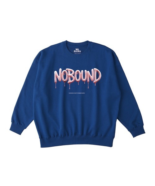 NOBOUND（ノーバウンド）の「NOBOUND（ノーバウンド） トレーナー メンズ レディース ユニセックス スウェット メルティングロゴ プリント ビッグシルエット スウェットシャツ スエット プルオーバー トップス ストリート カジュアル（スウェット・メンズ・ホワイト/ブラック/ヘザーグレー/ダークブルー・M/L/XL）」の4枚目の写真
