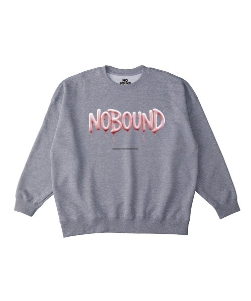 NOBOUND（ノーバウンド）の「NOBOUND（ノーバウンド） トレーナー メンズ レディース ユニセックス スウェット メルティングロゴ プリント ビッグシルエット スウェットシャツ スエット プルオーバー トップス ストリート カジュアル（スウェット・メンズ・ホワイト/ブラック/ヘザーグレー/ダークブルー・M/L/XL）」の3枚目の写真