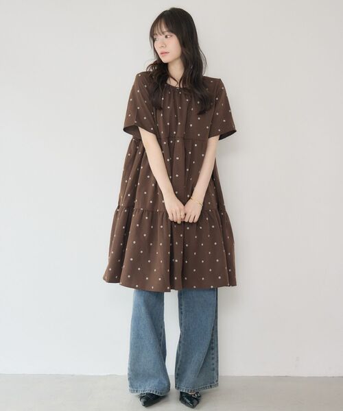 RETRO GIRL(レトロガール)の「ドットチュニックワンピース(チュニック・レディース・ホワイト系その他/ブラウン系その他4・FREE)」の1枚目の写真