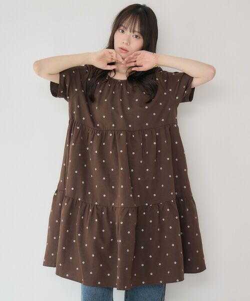 RETRO GIRL(レトロガール)の「ドットチュニックワンピース(チュニック・レディース・ホワイト系その他/ブラウン系その他4・FREE)」の14枚目の写真