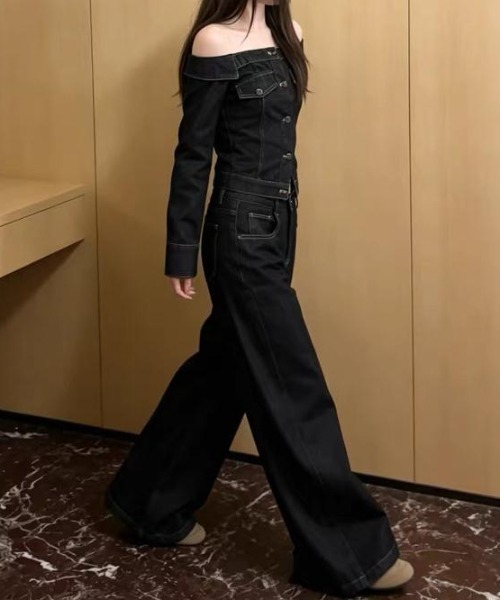 FAVORITO(ファヴォリート)の「デニムトップスパンツセットアップ(セットアップ・レディース・ダークブルー・S/M/L)」の6枚目の写真