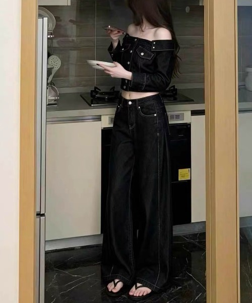 FAVORITO(ファヴォリート)の「デニムトップスパンツセットアップ(セットアップ・レディース・ダークブルー・S/M/L)」の8枚目の写真