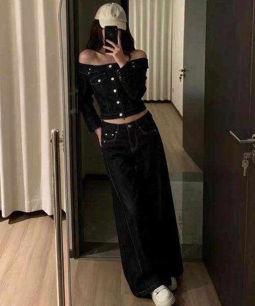FAVORITO(ファヴォリート)の「デニムトップスパンツセットアップ(セットアップ・レディース・ダークブルー・S/M/L)」の9枚目の写真