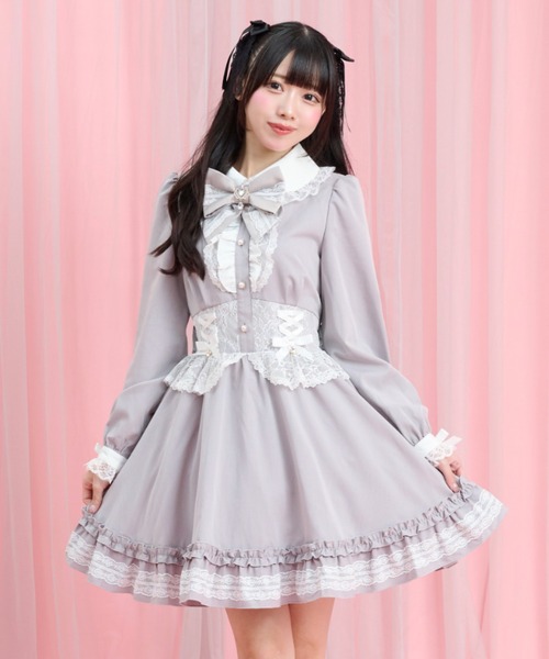 Secret Honey(シークレットハニー)の「長袖コルセット風切替ワンピース(ワンピース・レディース・グレー/ブラック・MEDIUM)」の4枚目の写真