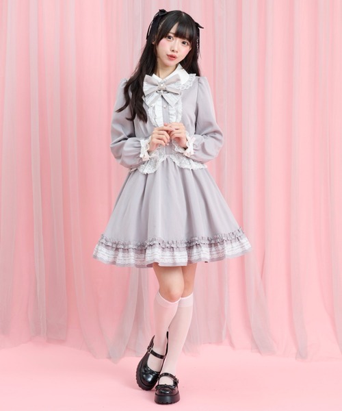 Secret Honey(シークレットハニー)の「長袖コルセット風切替ワンピース(ワンピース・レディース・グレー/ブラック・MEDIUM)」の3枚目の写真