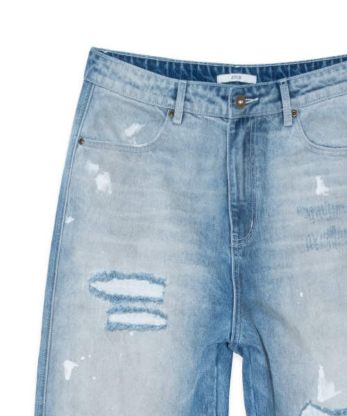 ETCE(イーティーシーイー)の「ダメージ加工ペイントウォッシュドデニム(ブルー)(デニムパンツ・レディース・その他・SMALL/MEDIUM/LARGE)」の3枚目の写真