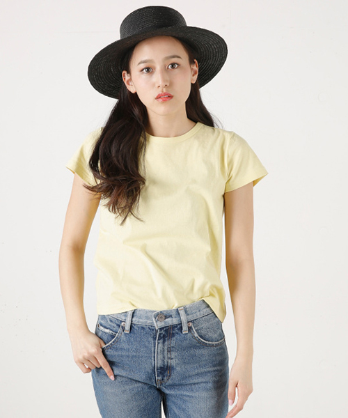 MOUSSY（マウジー）の「TINY T-SHIRT（Tシャツ/カットソー・レディース・ライトピンク/ブラック/ホワイト/ライトグレー/ライトイエロー・FREE）」の4枚目の写真