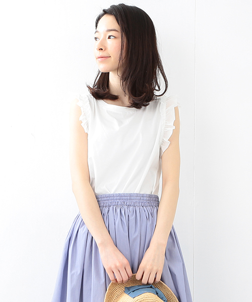 Ray BEAMS(レイビームス)の「Ray BEAMS / サス付 ギャザー ロングスカート(スカート・レディース・ブラック/ブルー系その他・1/0)」の4枚目の写真