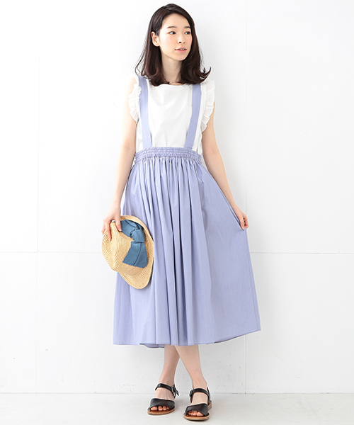 Ray BEAMS(レイビームス)の「Ray BEAMS / サス付 ギャザー ロングスカート(スカート・レディース・ブラック/ブルー系その他・1/0)」の5枚目の写真