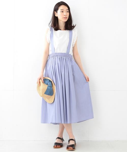 Ray BEAMS(レイビームス)の「Ray BEAMS / サス付 ギャザー ロングスカート(スカート・レディース・ブラック/ブルー系その他・1/0)」の7枚目の写真