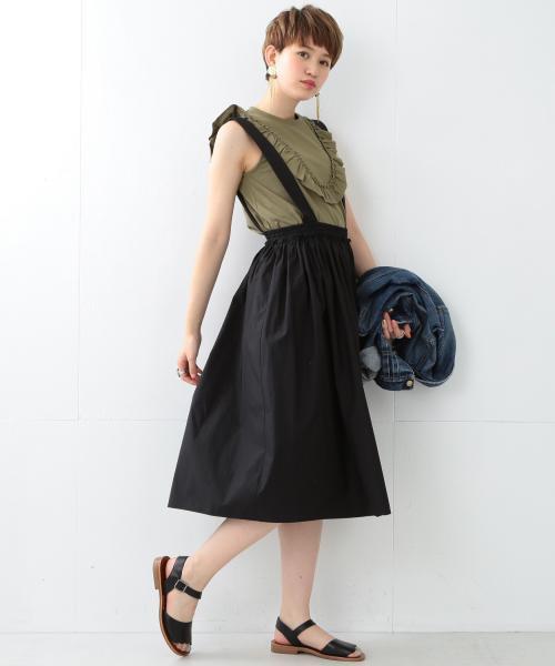 Ray BEAMS(レイビームス)の「Ray BEAMS / サス付 ギャザー ロングスカート(スカート・レディース・ブラック/ブルー系その他・1/0)」の9枚目の写真