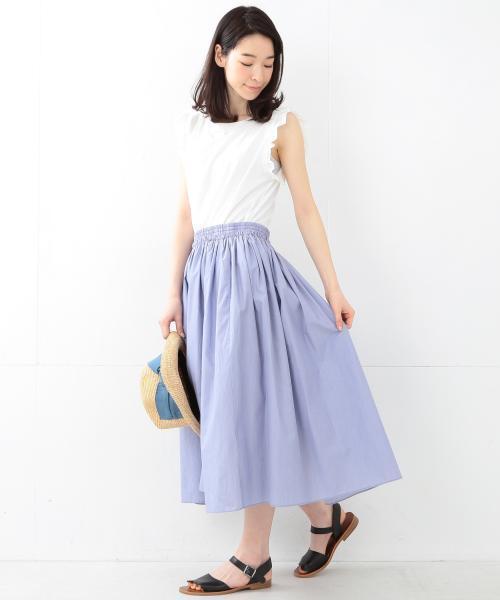 Ray BEAMS(レイビームス)の「Ray BEAMS / サス付 ギャザー ロングスカート(スカート・レディース・ブラック/ブルー系その他・1/0)」の10枚目の写真