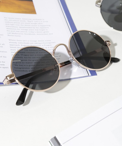 WEGO（ウィゴー）の「WEGO/メタルラウンドサングラス（サングラス・メンズ・ゴールド/シルバー・FREE）」の2枚目の写真